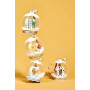 Anthropologie Monogram Snowglobe Ornament Christmas Holiday Gift Initial H NEW